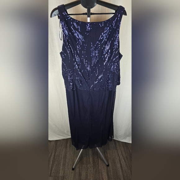 Alex Evenings Plus Tea-Length Firework Sequin Dress Size 20 W NWT Navy Blue - Picture 12 of 12
